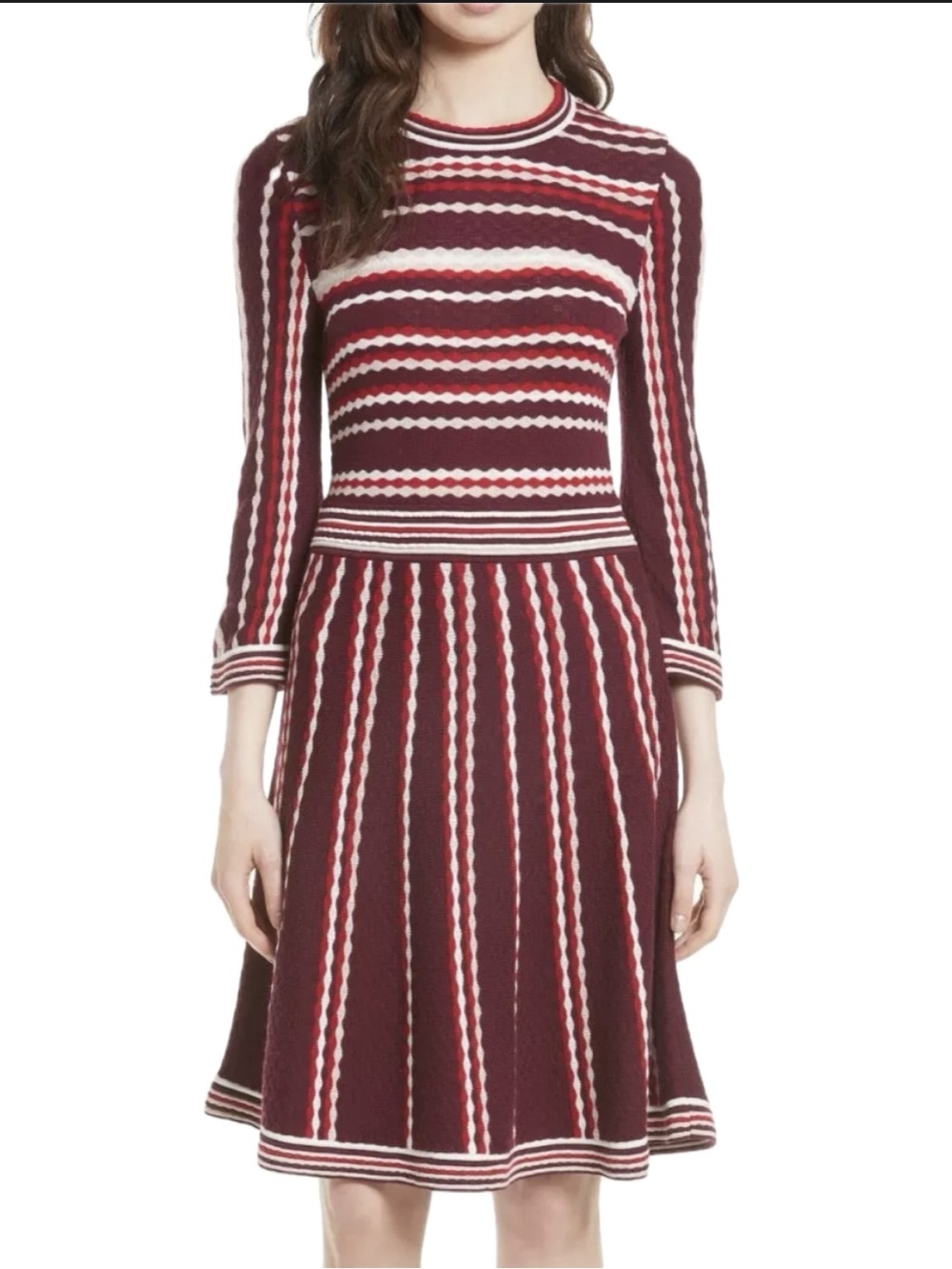 kate spade burgundy dress | Dresses | Kate Spade Striped Knit Fitandflare M Sheer-Waist Sleek Strapless Beaded BRIDAL STREET SHOOT 15-07-2025 Color:Blue Saphire